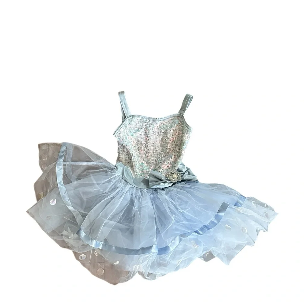 Weissman Silver and Blue Sequin Tutu Dress